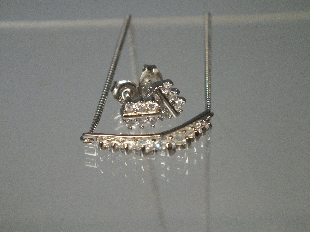 A COLLECTION OF SIX MODERN SILVER PENDANT AND EARRINGS JEWELLERY SETS, to include QVC Diamonique - Image 3 of 8