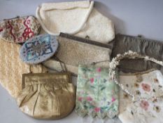 A COLLECTION OF LADIES VINTAGE EVENING BAGS, various styles and periods to include beadwork and