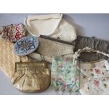 A COLLECTION OF LADIES VINTAGE EVENING BAGS, various styles and periods to include beadwork and