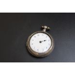 A HALLMARKED SILVER PAIR CASED WATCH - MOVEMENT SIGNED W&W ROBERTS - DERBY, No.154, cases dated