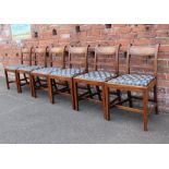 A SET OF SIX 19TH CENTURY MAHOGANY DINING CHAIRS, with drop in seat pads