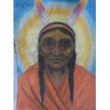 MACDONALD (XX). A head and shoulder portrait study of a native American Indian in period dress,
