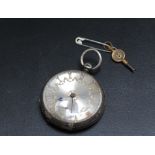 A HALLMARKED SILVER OPEN FACED MANUAL WIND POCKET WATCH, having silver dial and gold colour Roman