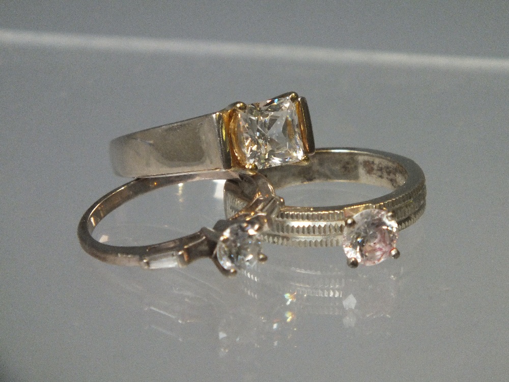 A COLLECTION OF TWELVE SILVER AND CZ DRESS RINGS, mostly QVC Diamonique examples. various designs - Image 5 of 5