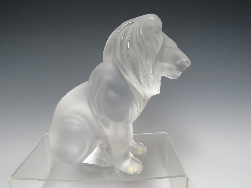 RENÉ LALIQUE (1860-1945). CRYSTAL FROSTED GLASS 'BAMARA' LION FIGURINE / SCULPTURE, engraved marks - Image 3 of 5
