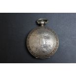 A TURKISH STYLE FULL HUNTER POCKET WATCH, working capacity unknown, very much A/F with numerous