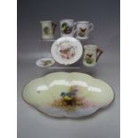 A COLLECTION OF WILD BIRDS THEMED ROYAL WORCESTER CERAMICS, to include two hand painted sparrow beak