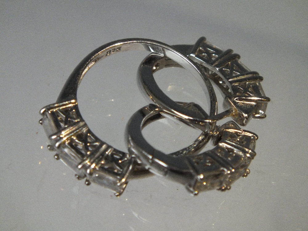 THREE PAIRS OF SILVER AND CZ EARRINGS TOGETHER WITH MATCHING RINGS, mostly QVC Diamonique - Image 4 of 5