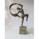 AUGUSTE LARDILLIER (1871-1935). A bronze Art Deco sculpture of a nude female dancer, signed and