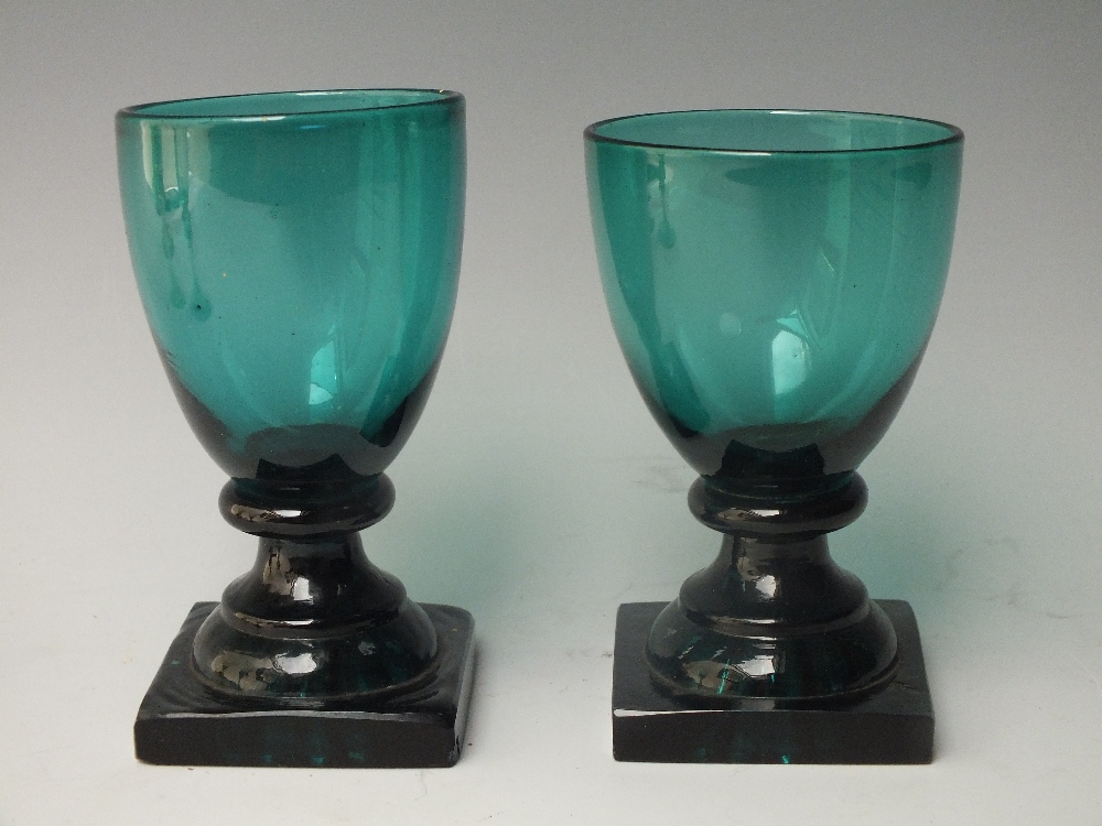 A COLLECTION OF ANTIQUE DRINKING GLASSES, mainly green examples, to include a single apple green - Image 4 of 4