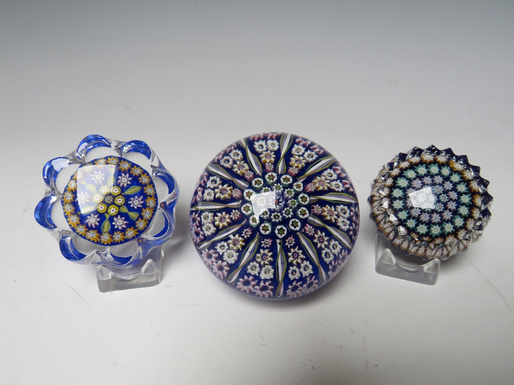 THREE PERTHSHIRE MILLEFIORI STUDIO GLASS PAPERWEIGHTS, largest Dia 6.5 cm, together with two further - Image 2 of 8