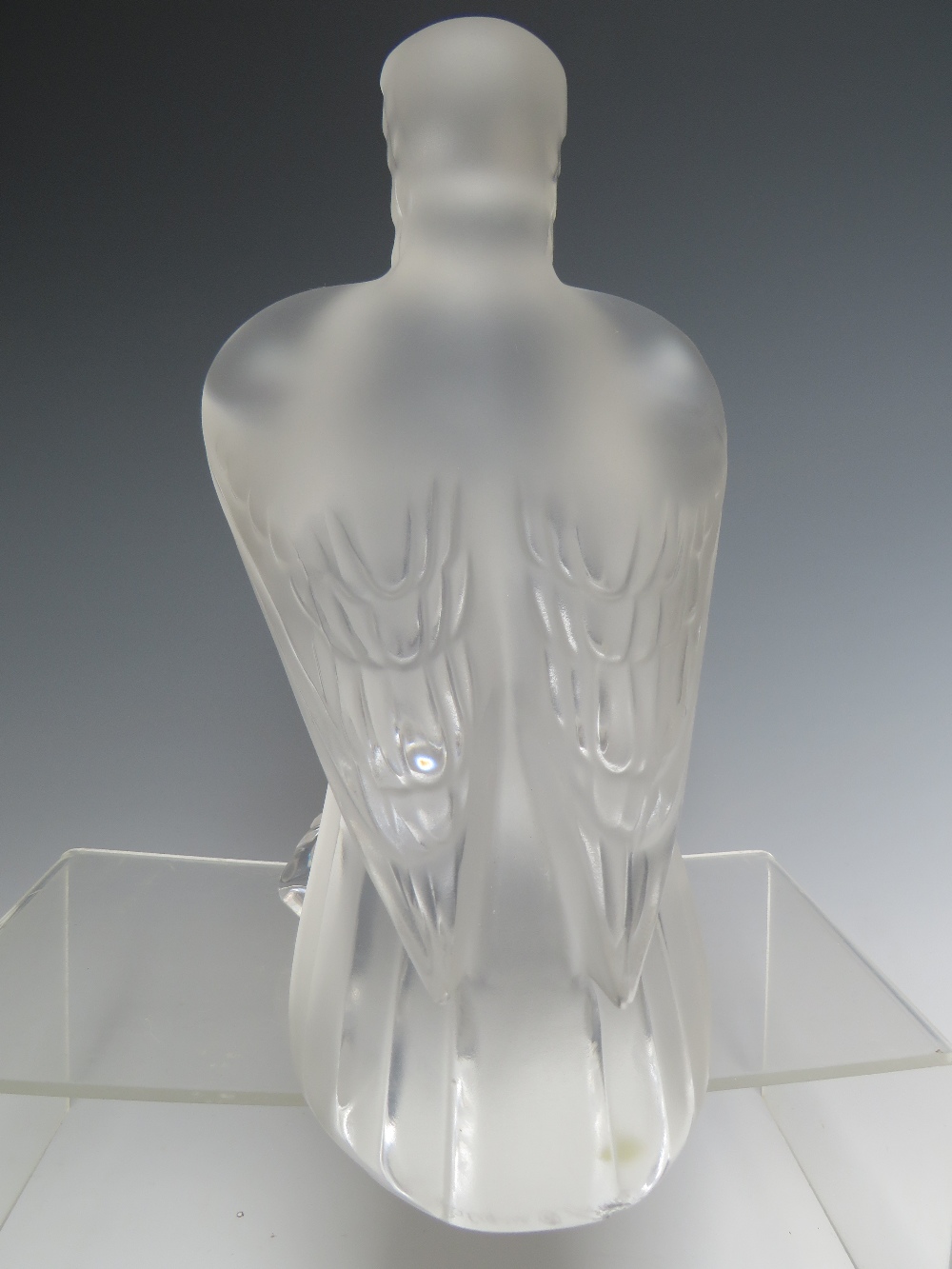 RENÉ LALIQUE (1860-1945). CRYSTAL FROSTED GLASS LIBERTY EAGLE SCULPTURE, engraved marks to base, H - Image 2 of 3
