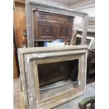 THREE LARGE ANTIQUE GILT PICTURE FRAMES A/F - LARGEST REBATE H 168 CM BY 115 CM