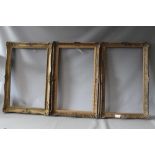 THREE 20TH CENTURY SWEPT FRAMES, one A/F, average W 66 cm, rebates 70 x 41 cm, 69 x 40 cm, 66 x 41