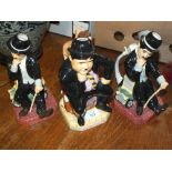 THREE KEVIN FRANCIS TOBY JUGS - CONSISTING OF TWO CHARLIE CHAPLIN FIGURES AND LAURAL & HARDY