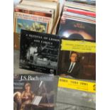 TWO BOXES OF MOSTLY CLASSICAL LP RECORDS ETC