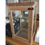 A PINE GLASS THREE TIER DISPLAY CABINET - H 66 CM X W 40 CM