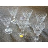 A SET OF SIX WATERFORD CRYSTAL DRINKING GLASSES - H 12.5 CM