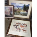 TWO LARGE FRAMED AND GLAZED HORSE RACING INTEREST PRINTS - DERBY WINNERS BY DEIGHAN NUMBER 71 -
