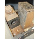 AN ANTIQUE MAGIC LANTERN BODY TOGETHER WITH ANOTHER (2)