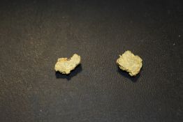 TWO UNTESTED YELLOW METAL NUGGETS APPROX COMBINED WEIGHT - 5.2G