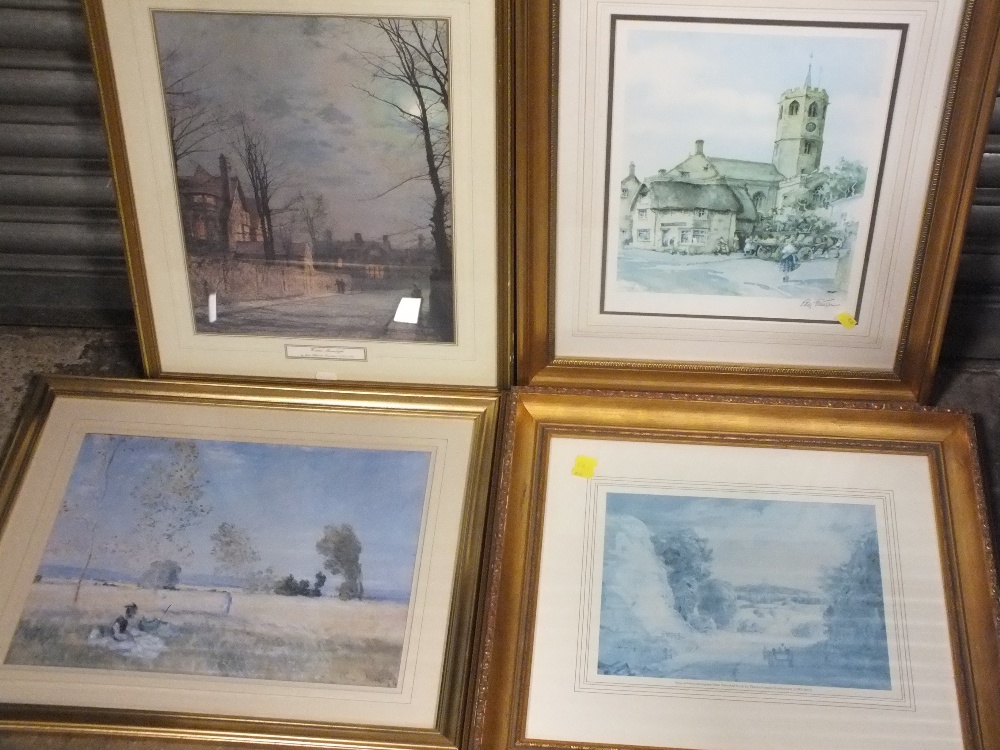 A QUANTITY OF FRAMED AND GLAZED PRINTS TO INCLUDE A SIGNED ETCHING OF A CHURCH (8) - Image 2 of 4