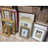 A LARGE QUANTITY OF ASSORTED PRINTS AND WATERCOLOURS TO INCLUDE A BERYL COOK PRINT, COLOURED