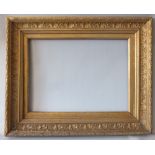 A 19TH CENTURY GOLD FRAME, with acanthus leaf design to outer edge and gold slip, frame W 9 cm, slip