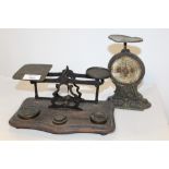 ANTIQUE POSTAL SCALES AND ANOTHER SET OF SCALES