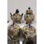 FOUR PIECES OF ORIENTAL LIDDED VASES