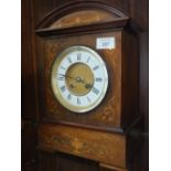 AN EDWARDIAN INLAID MAHOGANY MANTEL CLOCK MARKED R&C