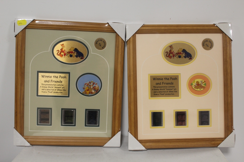 TWO FRAMED AND GLAZED WINNIE THE POOH INTEREST 35MM FILM DISPLAYS