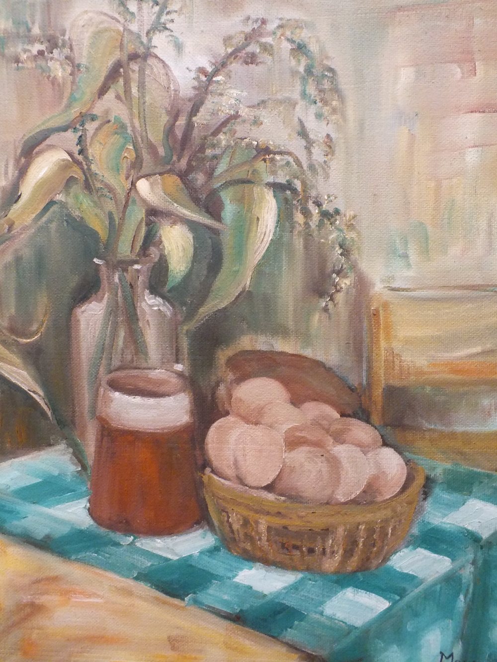 THREE UNFRAMED OILS ON BOARD TO INCLUDE A TABLETOP STILL LIFE STUDY SIGNED MAUREEN GIBSON, LANDSCAPE - Image 3 of 4