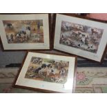 THREE FRAMED AND GLAZED SIGNED LIMITED EDITION GILLIAN HARRIS PRINTS OF DOGS ETC