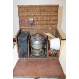AN ANTIQUE WICKER PICNIC SET BY G W S & S