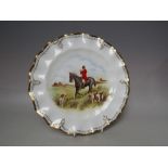 A ROYAL CROWN DERBY CABINET PLATE SIGNED J DOYLE, wavy edge with jewelled embellishment, the