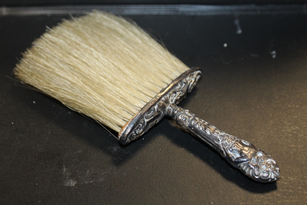 AN ANTIQUE SILVER TABLE BRUSH - BIRMINGHAM 1903