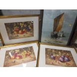 THREE LIMITED EDITION ROYAL WORCESTER FRUIT PAINTING PRINTS TOGETHER WITH FIVE OTHER PRINTS (8)