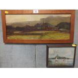 TWO FRAMED OILS ON BOARD COMPRISING OF COUNTRY LANDSCAPE SIGNED H G SHAW WITH LABEL VERSO AND A