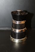 AN EBONY AND SILVER PLATED PEPPER GRINDER BY HUKIN AND HEATH S/D