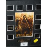 A FRAMED AND GLAZED COLLECTION OF FILM CELLS FROM LORD OF THE RINGS RETURN OF THE KING - LIMITED