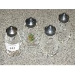 FOUR WATERFORD CRYSTAL PEPPERETTES