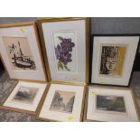 A COLLECTION OF ASSORTED PICTURES AND PRINTS TO INCLUDE A STUDY OF A BOAT SIGNED LOWER LEFT,