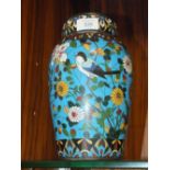 AN ORIENTAL CLOISONNE VASE WITH BIRD AND FLORAL DETAIL H - 25CM