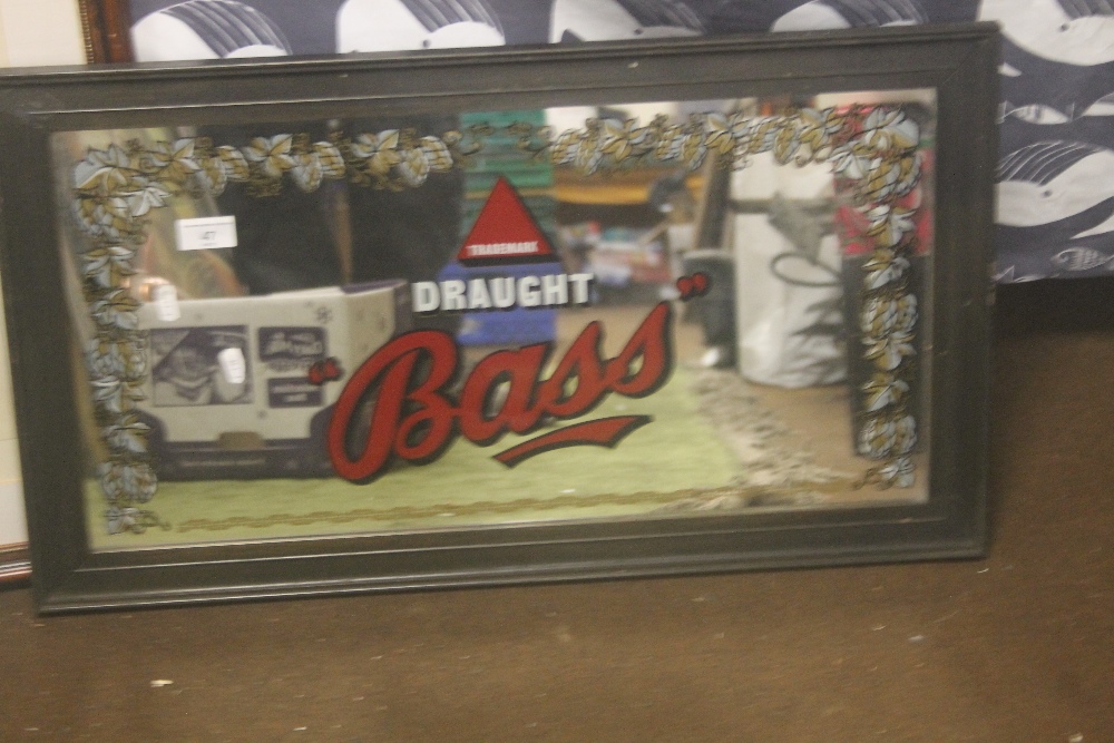 A BASS ADVERTISING MIRROR 72 CM X 41 CM TOGETHER WITH A PRINT - Image 2 of 3