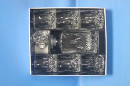 A BOXED ROYAL DOULTON DECANTER AND SIX WHISKEY GLASSES