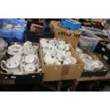 THREE TRAYS OF MAINLY 'INDIAN TREE' TEA & DINNERWARE (TRAYS NOT INCLUDED)