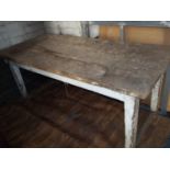 AN ANTIQUE PITCH PINE KITCHEN WORKTABLE A/F