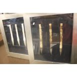 TWO UNUSUAL FRAMED SETS OF ORIENTAL BRUSHES