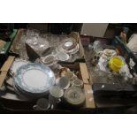 THREE TRAYS OF ASSORTED CERAMICS AND GLASSWARE